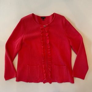 Talbots coral knit jacket, M